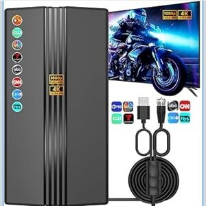 Black 4K Ultra HD TV Antenna-Supports 4K 1080p HD, 33FT Coax Cable